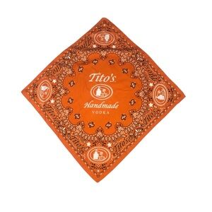 Titos Handmade Vodka Orange Paisley Bandana Scarf Festival